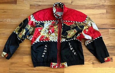 Vintage 1980s 1990s Flashy Giacca Sport Windbreaker Jacket M/L Red White Black - Imagem 1 de 4