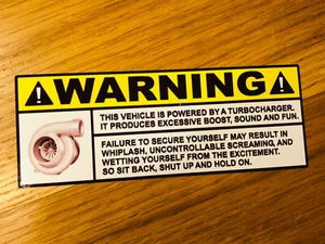 WARNING TURBO Aufkleber Sticker Hinweis Warnung Fun Turbolader Tuning Race Mi478 - Picture 1 of 2