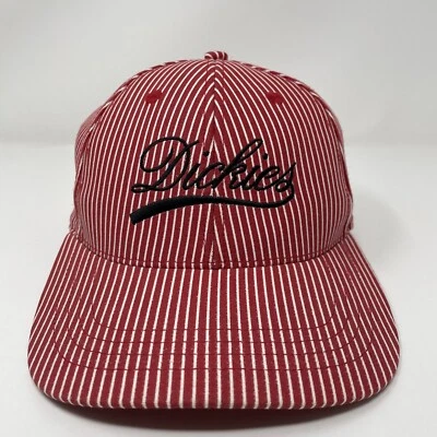 Sombrero Dickies a Rayas de Nogal Rojo Gorra Ferrocarril Denim Lona Ropa de Trabajo Utilidad RARO Foto 1 de 4