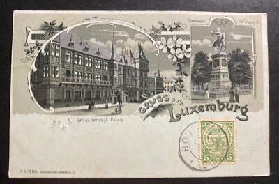 1908 Luxemburgo Foto Postal Cubierta a París Francia Saludos Foto 1 de 2