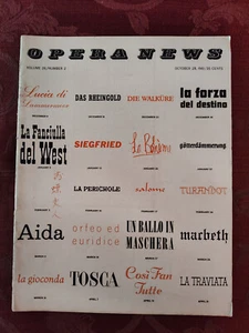 Rara rivista METROPOLITAN OPERA NEWS 28 ottobre 1961 Carol Fox Grace Bumbry - Foto 1 di 2