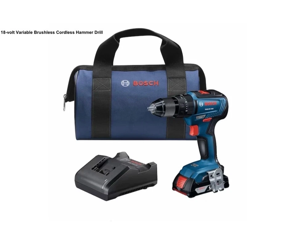 Bosch GSB18V-490B12 18V 490 lbs. Cordless Hammer Drill Kit 7.4 Lx8.1 Hx3 W in.