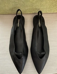 Express Women's Black Slingback Pointy Toe Flats Sz 8 - Picture 1 of 4