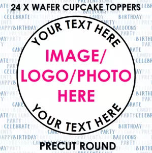 24 Edible Personalised Cupcake Toppers Rice Card Cake Fairy Birthdays Pre Cut - Picture 1 of 1
