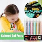 12 Colors/Set Glitter Pen Highlighter Color Changing Flash Marker Pens Gel M4d2