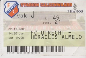 Sammler Used Ticket / Entrada FC Utrecht v Heracles Almelo 02-11-2008 - Imagen 1 de 1