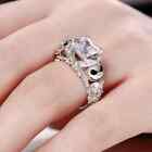 4Ct Princess Moissanite Jack Skellington Engagement Ring 14K White Gold Over