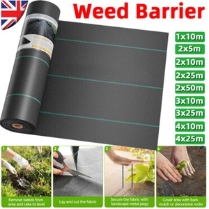 5/10/25/50m Heavy Duty Weed Control Membrane Garden Barrier Fabric Landscape UK - Picture 1 of 91