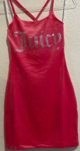 Juicy Couture Women's Bling VELOUR DRESS Spiced Coral Size XL NEW!