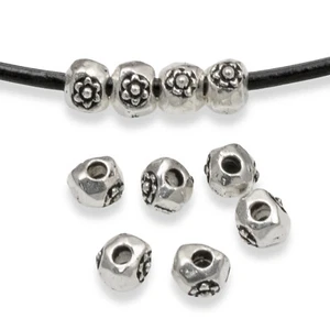 10 Silver Flower Nugget Beads, TierraCast Large Hole Floral Spacers - Picture 1 of 5