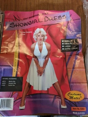 Marilyn Monroe Deluxe Marilyn BLANCO Vestido Disfraz X-Grande (12-14) SHOWGIRL ~ EE. UU. Foto 1 de 4