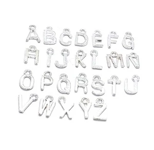 Alphabet Pendants Charms Silver Plated Initial Letter Jewellery Making Craft A-Z - Picture 1 of 35