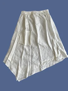 HEYDARI White 100% Linen Skirt XL USA Handkerchief Hem - Picture 1 of 10