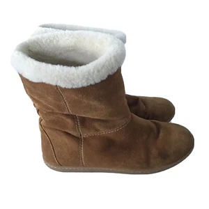 J. Crew Damen Stiefeletten braun Wildleder Fell gefüttert Schnee Größe 7 Foldover Größe 7 - Bild 1 von 10