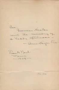 Alice Hegan RIce REAL SIGNED Handwritten Note COA ALS Novelist Author Cabbage - Picture 1 of 3