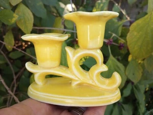 Vintage Japanese Hand Crafted Double Candlestick Holder Creme Art Pottery - Picture 1 of 7