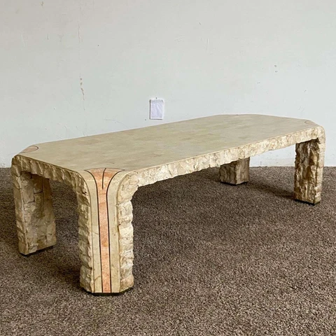 Postmodern Pink and Beige Tessellated Stone Coffee Table Cover