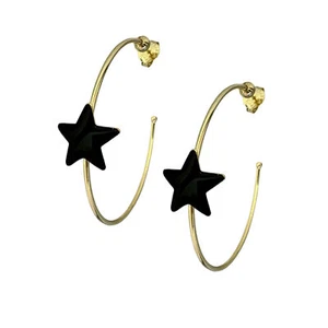 Sheila Fajl Ursa Star Hoops in Black Resin and Gold Plated - Picture 1 of 7