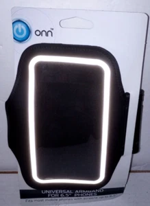 Onn Universal Armband Smartphone Holder (Black) Fits Smartphones Up to 6.5" New - Picture 1 of 3