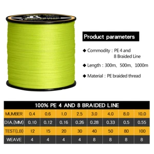 328/547/1093 Yards PE Sea Braided Fishing Line 4/8 Strands 12-100LB 300-1000M - Picture 1 of 24