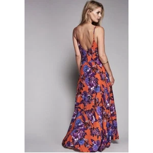Free People Blumen Maxikleid Spaghettiträger rückenfrei Boho langes Kleid, Gr. 2 - Bild 1 von 17