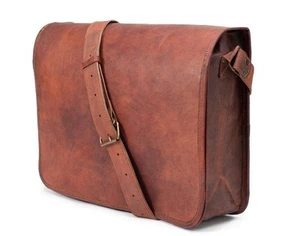 15 inch Vintage Brown Leather Laptop Handmade Satchel Crossbody Messenger Bag... - Picture 1 of 8