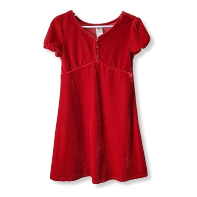 Little Girls Red Velvet Velour Dress 5 Holiday Christmas Party Family Portrait - Image 1 of 4