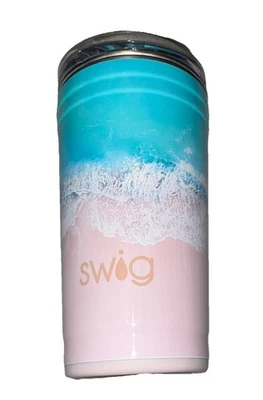 NEW Swig 24 OZ Party Cup Lid Insulated High Tide Water Beach Sand Ocean Life - Image 1 of 4