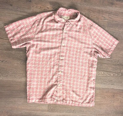Tommy Bahama Shirt Mens XL Extra Lrg Pink Check Silk Short Sleeve Beach Outdoor - Image 1 of 4