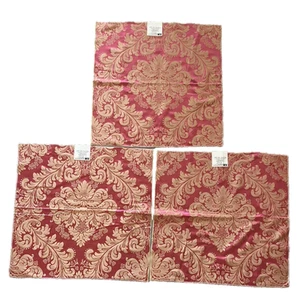 3 Samples Georgian Damask Iridescent Silk Rayon 25" x 25" Hot Pink Rose Gold - Picture 1 of 5