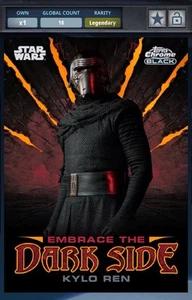 Topps Star Wars Card Trader Kylo Ren Chrome Black Embrace Legendary 25cc DIGITAL - Picture 1 of 2