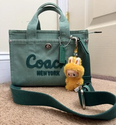 COACH Cargo Tote Bag 26 Denim Ivy CBG46 with Authentic Labubu - Image 1 of 4
