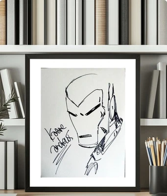 Iron Man sketch by Kaare Andrews – Marvel artist, rare original head sketch - Image 1 of 4