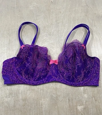 Victoria's Secret Lace Underwire Unlined Demi Bra Size 38D Purple - Image 1 of 4