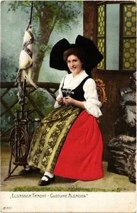 PC FOLKLORE MIT SEIDENSTICKEREI GEPRÄGT ELSASS FRANKREICH (a44865) - Bild 1 von 2