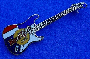 JAKARTA INDONESIA FENDER STRAT NATIONAL FLAG BLUE GUITAR Hard Rock Cafe PIN - Picture 1 of 1