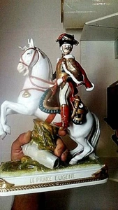 ANTIQUE S A GERMAN PORCELAIN OFFICER ON HORSEBACK SUPERB COND. signed eugene - Picture 1 of 6