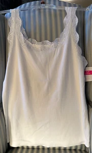 NWT FRESH PRODUCE Lace Trim Baby Rib Essential Cami Tank Top White (M) MSR $34 - Picture 1 of 4