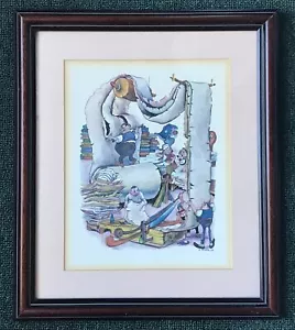 Eugene Noack "Foglio" 4 colori 1958 disegno cartone animato 8x10 opaco incorniciato francese - Foto 1 di 5