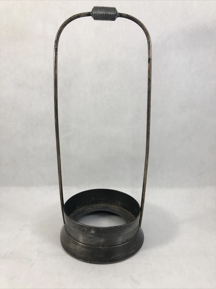 Suporte de lanterna de metal tom prata metal 9" vintage - Imagem 1 de 4