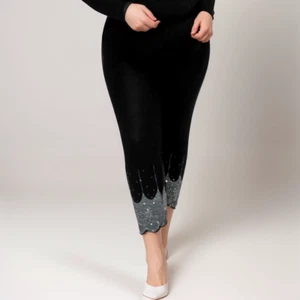 WOMENS LADIES LEGGINGS BEADED SCALLOP  HEM HIGH WAIST PLUS SIZES TOO - Picture 1 of 23