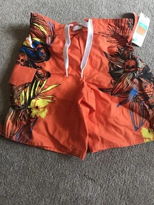 New Old Navy Orange Floral Skull Print Trunks Size XS - Picture 1 of 5