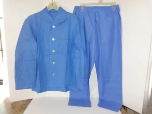 Vintage Bundeswehr blau Pyjama Schlafanzug Set Hemd Hose Gr. 44 Small US 38 NOS - Bild 1 von 7