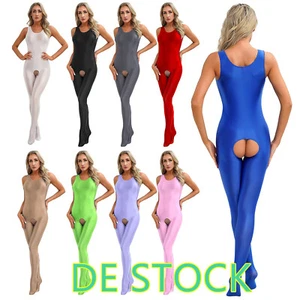 DE iEFiEL Damen Overalls Ärmellos Bodysuit Body im Schritt Offen Nachtwäsche - Picture 1 of 78