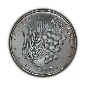 VATICAN CITY. 1972, 500 Lire, Silver - Paul VI, Eucharist, Communion Grapes 1 - Picture 1 of 3