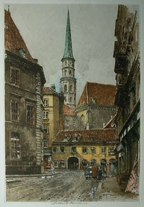 Robert Kasimir (Vienna 1914 - 2002) Die Stallburggasse mit Michaelerkirche. - Foto 1 di 13