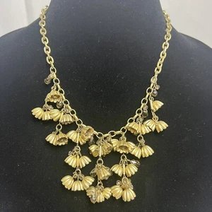 Ann Taylor Kristall Floral Tropfen Stufen Halskette Antik Goldfarben Blume Glocken - Bild 1 von 9