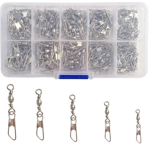 150pcs Ball Bearing Rolling Barrel Fishing Swivel Snap Clip Swivel Connector +A - Picture 1 of 7