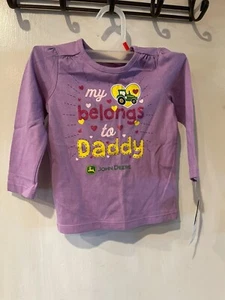 John Deere Girls Size 12M Lavender Long Sleeve Shirt MY HEART BELONGS TO DADDY - Picture 1 of 1