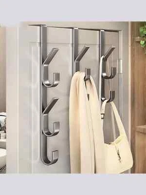 Door Hanging Hooks Sturdy Metal Coat Rack Hanger Over The Door Space Saving-UK - Image 1 of 4
